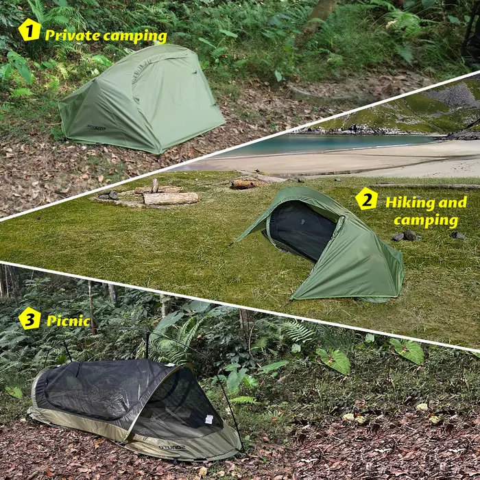 MacAAOutdoor-Tente Légère Anti-Moustiques, Lit de Marche, Tente Unique, DulShelter, Moustiquaire, Imperméable, Terrain, 1.89kg