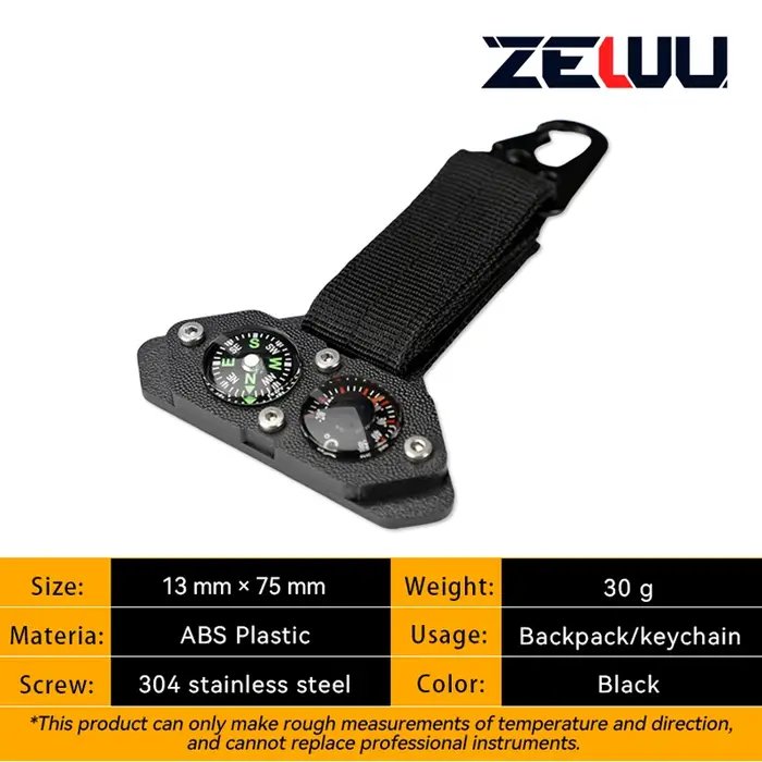 Boussole thermomètre pendentif fonctionnel breloque porte-clés sac à dos accessoires EDC tactique voyage en plein air Camping outils
