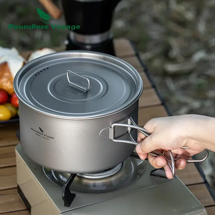 Pot en titane léger pour Voyage sans limites, ensemble de cuisine Portable en plein air, Pot de sac 