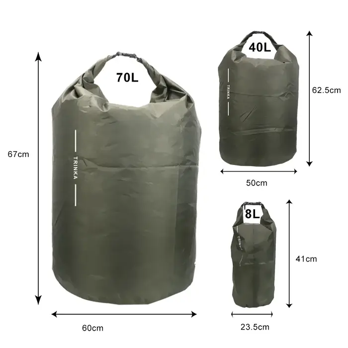 Pochette sèche pour canotage kayak canoë flottant 8L 40L 70L sac de rangement étanche sacs de transport de voyage en plein air portables
