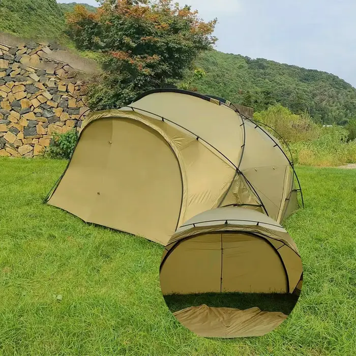 Tente hémisphérique, tente dôme imperméable en nylon 40D, 350 x 300 x 170 cm, grande tente familiale de camping d'extérieur quatre saisons