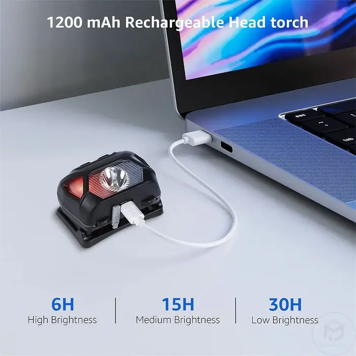 6 Modes Usb lampe frontale Rechargeable IPX4 étanche phares lampes de poche lampe frontale LED avec 