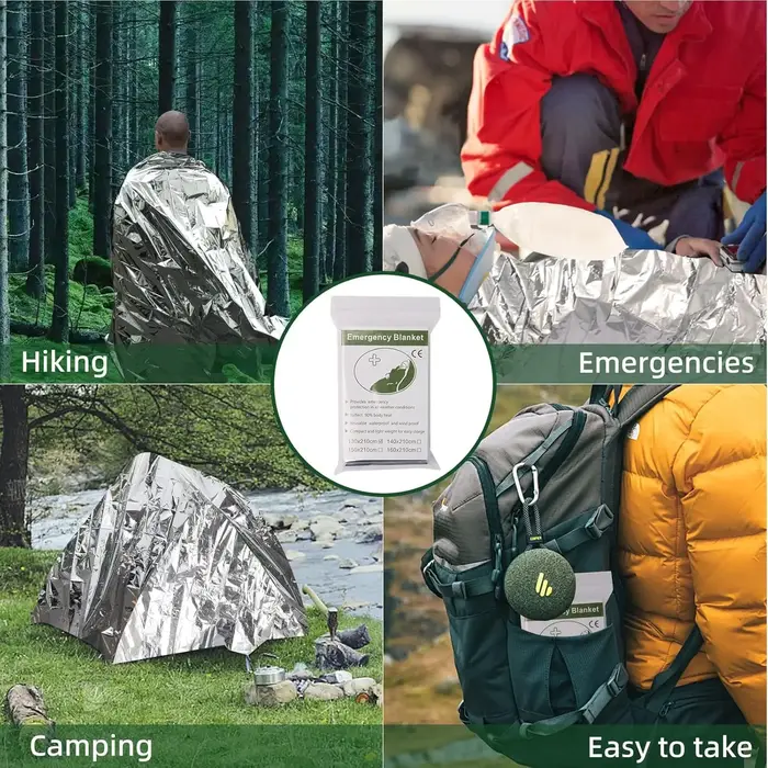 Couverture de survie d'urgence extérieure en argent d'or