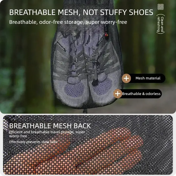 Sac à chaussures Dyneema à enroulement en maille pour fixation externe