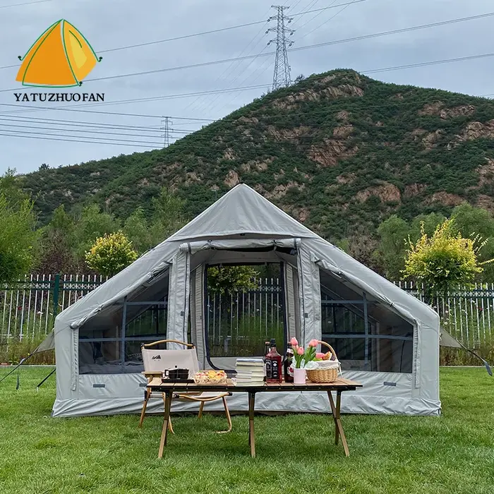 Tente de glamping gonflable avec système d'éclairage LED