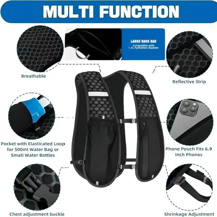 Sac à dos d'hydratation léger pour les sports de plein air - Porte-eau ergonomique pour la course à pied, le cyclisme, la marche et le kayak
