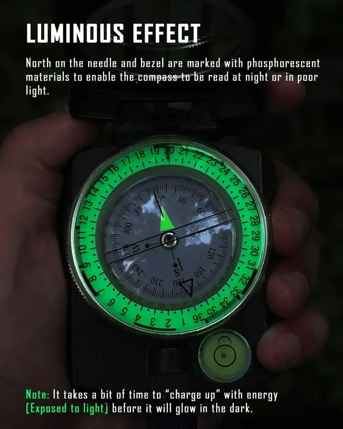 Boussole de survie tactique boussole de vue en métal professionnelle de haute précision lumineuse po