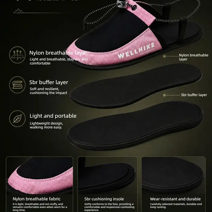 Chaussons de camping pour hommes et femmes, chaussures de camping ultralégères, antidérapantes, chaussures de voyage pratiques, séchage rapide pour le yoga, la randonnée en rivière, le lac et le kayak
