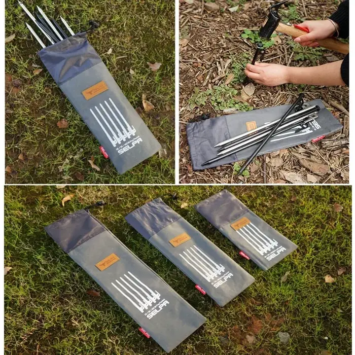 Poudres de piquets de tente multifonctions, 20 cm, 30 cm, 40cm, sac de rangement au sol, ULà vent, fournitures de camping en plein air