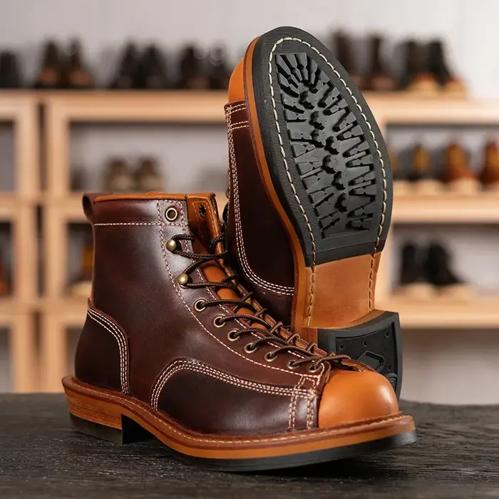 KOWM chaussures de randonnée bottes de vachette pour hommes chaussures de trekking en cuir britanniq