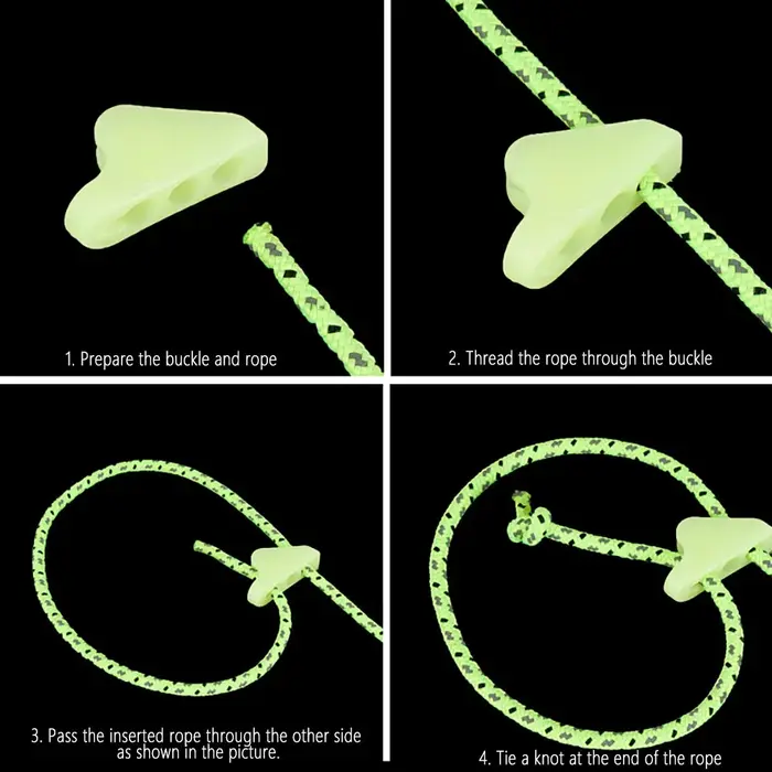 Boucle lumineuse pour corde de tente de camping en extérieur