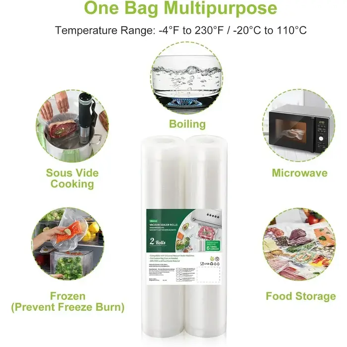 2 rouleaux de sacs de mise sous vide pour aliments