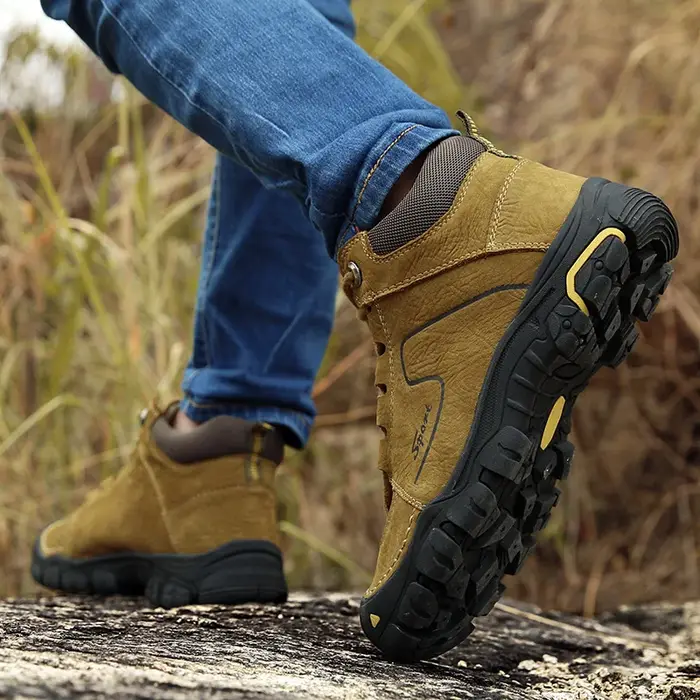 Chaussures de randonnée imperméables en cuir véritable pour hommes
