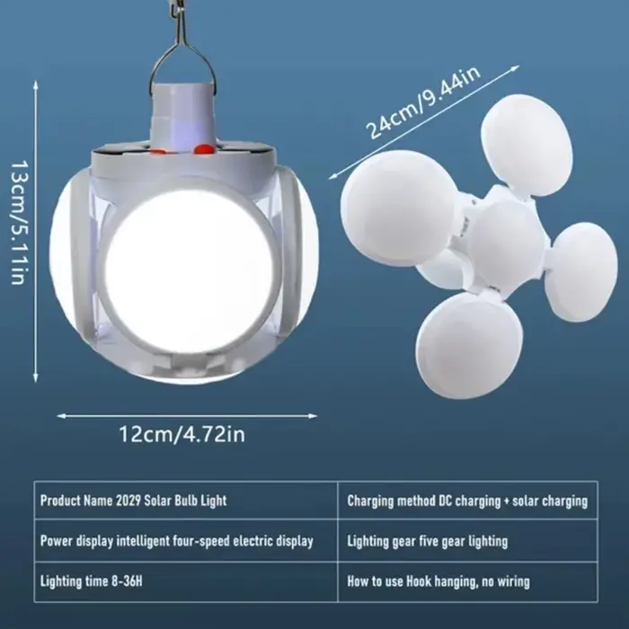 Lanterne solaire portative de Camping Led Rechargeable lampe de tente suspendue extérieure ampoules 