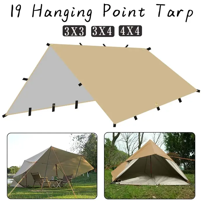 4x4m 4x3m 3x3m 19 Points de suspension tente bâche survie abri solaire ombre auvent extérieur sac à dos étanche Camping