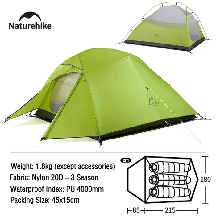 Naturehike – tente de Camping pour 1 à 3 personnes