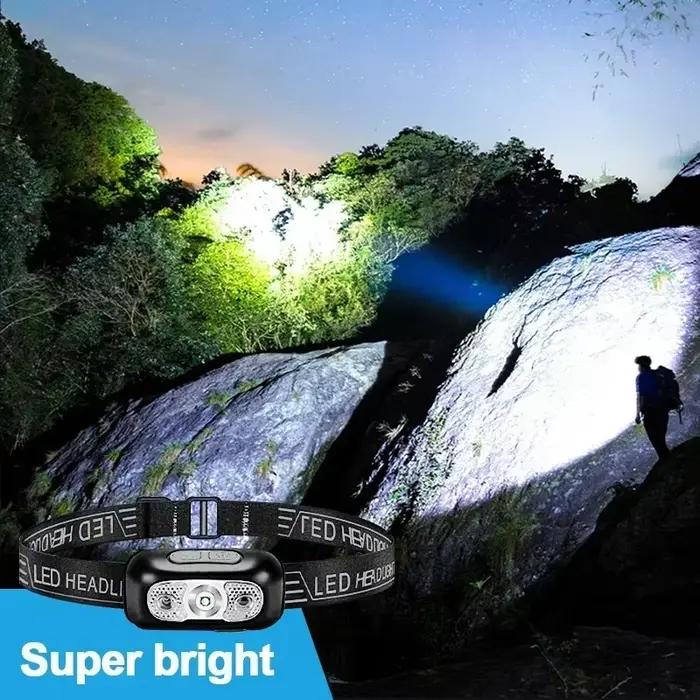 Lampe frontale puissante à LED portable avec capteur
