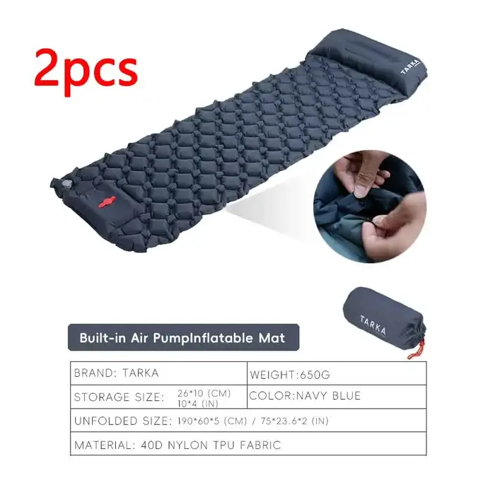 TARKA – tapis de Camping gonflable, coussin de couchage, coussin d'air touristique en plein Air avec oreiller, matelas auto-gonflant pour randonnée pique-nique
