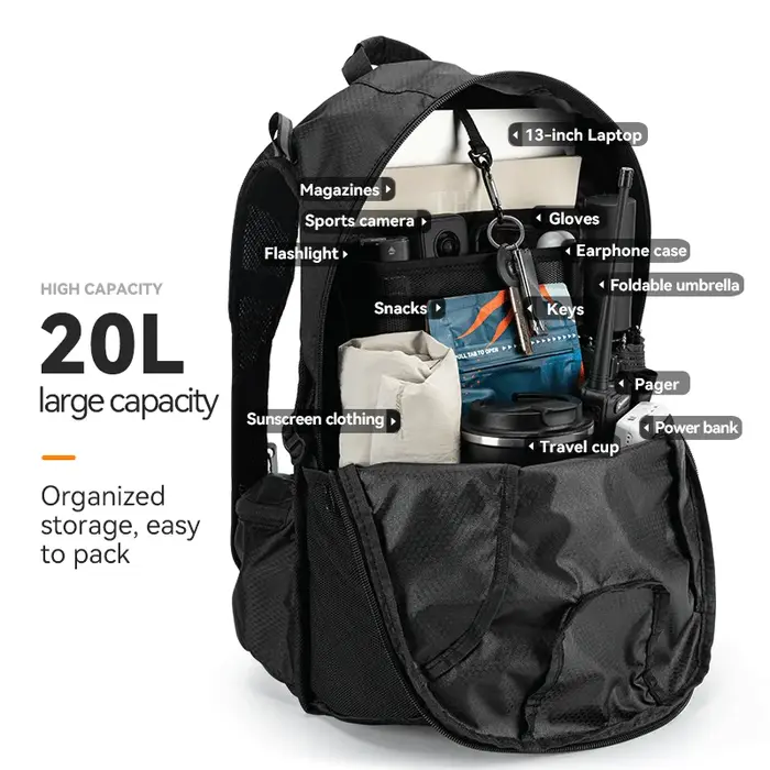 ROCKBROS Sac à dos de cyclisme léger portable grande capacité 20L sac de voyage imperméable sac à dos pour sports de plein air et trajets quotidiens