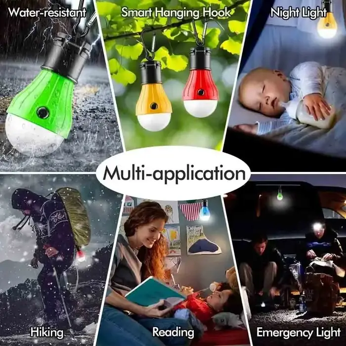 Lampe de camping portable d'extérieur avec crochet, lampe de tente super lumineuse pour la randonnée, les voyages, le parc et les situations d'urgence