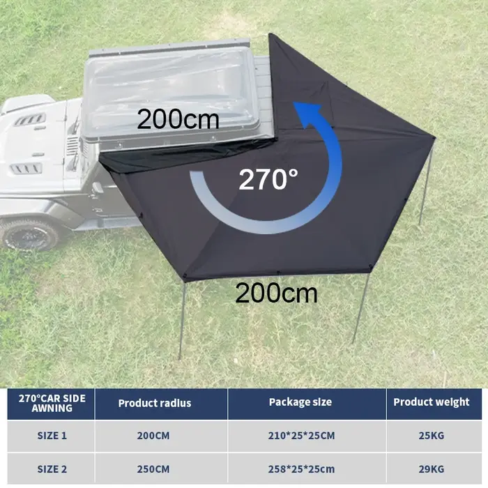 Auvent pliable autoportant à 270 degrés