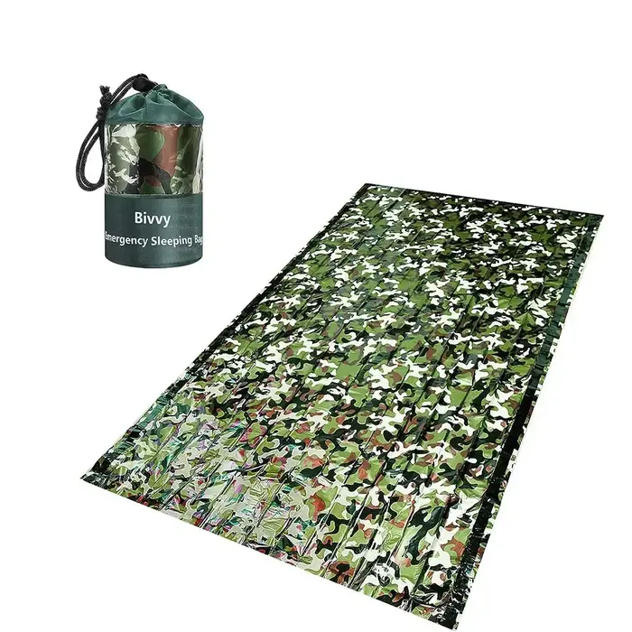 CamSolomon-Sac de couchage d'urgence PE, étanche, portable, survie, camping en plein air, randonnée, aventure, 120x200cm