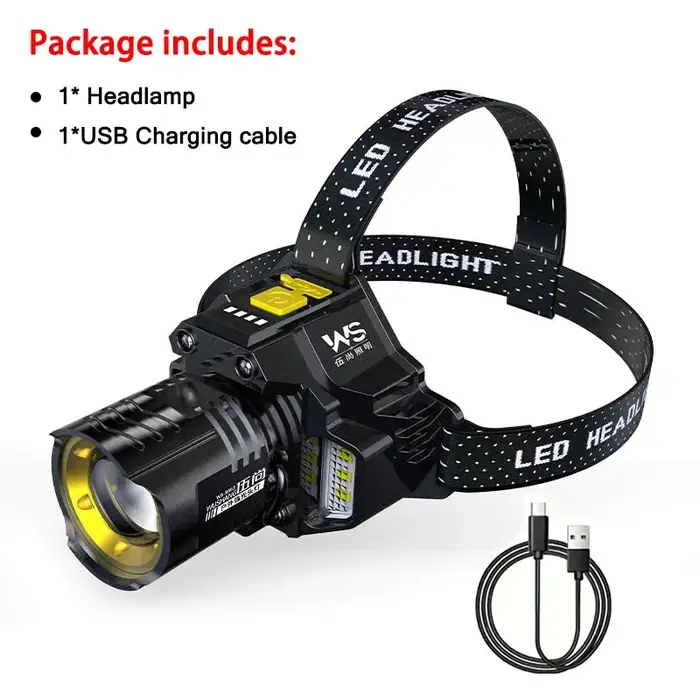 Lampe frontale LED puissante et Rechargeable avec phare télescopique Zoomable-lumière