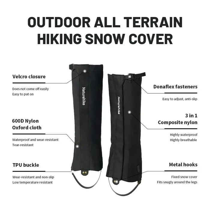 Naturehike – guêtres chauffe-jambes imperméables pour chaussures d'escalade, guêtres de neige pour r