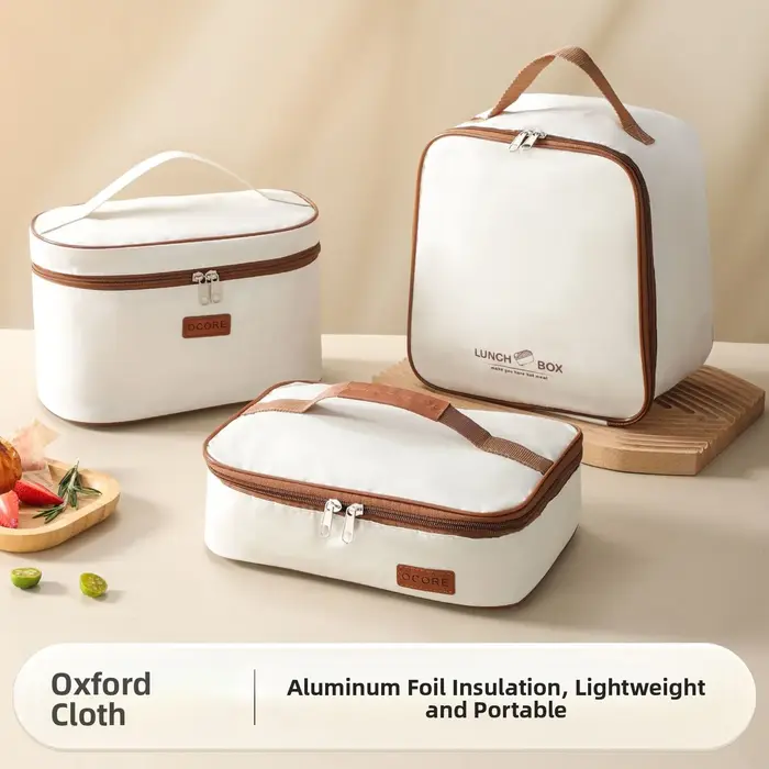 Sac isotherme portable avec poignée, mini pochette de rangement pour le camping, le pique-nique, l'extérieur, style moderne et simple, durable, antibactérien