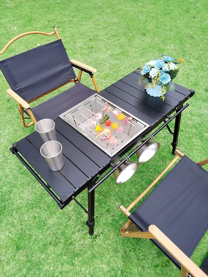 Lohascamping léger Camping pliant multifonctionnel IGT table rouleau brasero pied réglable bureau brûleur