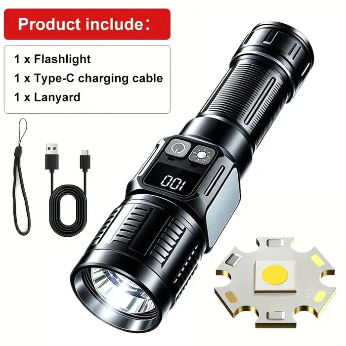    Lampes de poche super puissantes, lampe de poche LED rechargeable, torche tactique magnétique av
