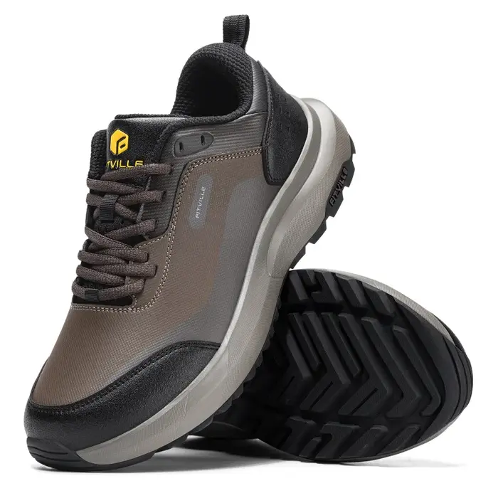 Chaussures de randonnée Fitville pour homme, extra larges, chaussures de marche d'extérieur, chaussures de travail basses imperméables avec soutien de la voûte plantaire pour le talon