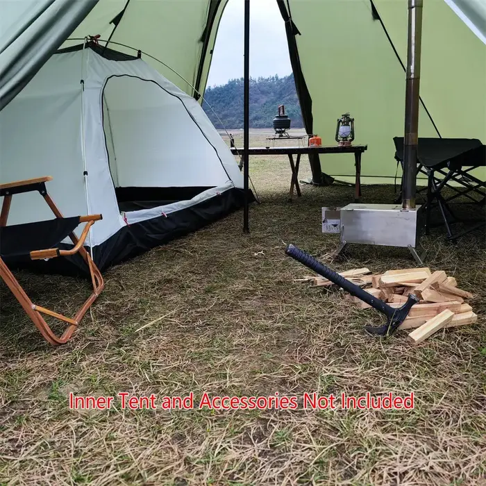 500PRO Tipi tente chaude avec poêle ignifuge Jack 5 ~ 8 personnes télescopes pour équipe familiale s