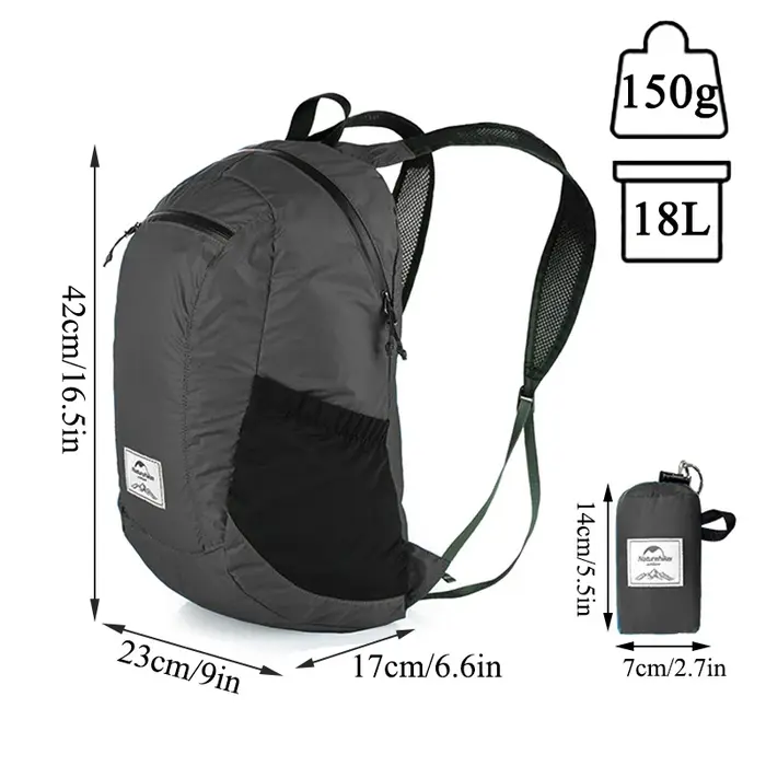 Naturehike 18L Camping sac à dos Portable ultraléger imperméable en Nylon sacs homme en plein air pliable sport voyage randonnée sac à dos