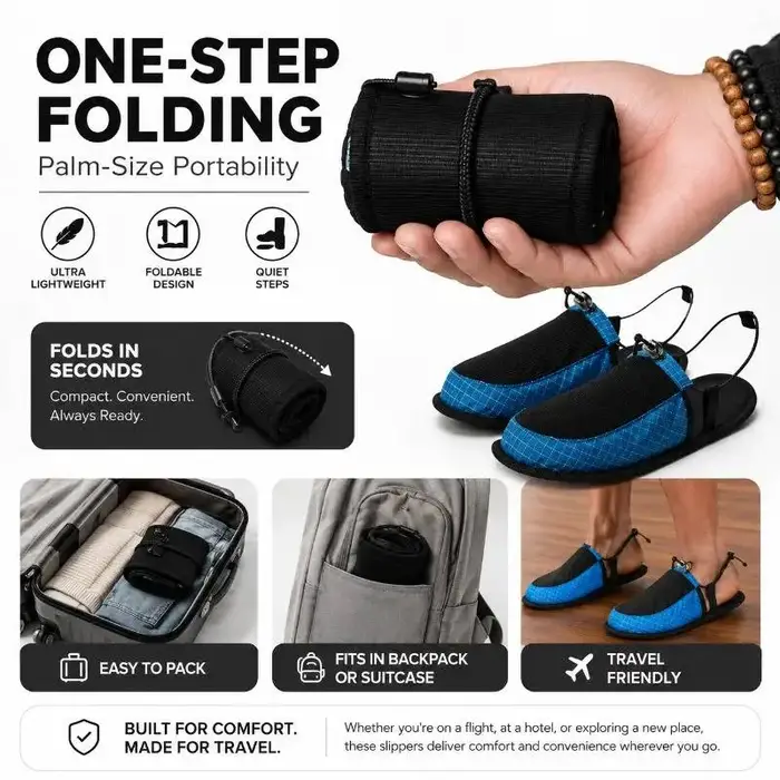 Chaussures de camping ultralégères pliables antidérapantes à séchage rapide portables en EVA pour le camping en plein air, la randonnée, le kayak, le surf, l'hôtel, la plage, pour hommes et femmes