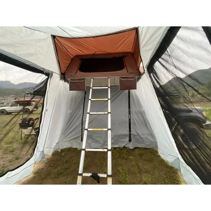 Tente de toit à ouverture latérale avec annexe, abri solaire personnalisé pour pick-up, abri de camping extérieur