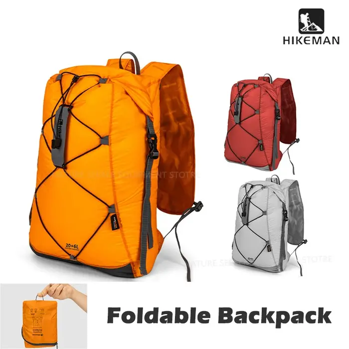 HIKEMAN 20 + 6L sac à dos pliable ultraléger sac étanche pour voyage randonnée en plein air taille de poche