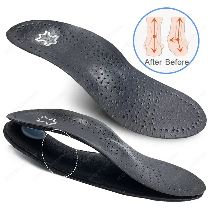 KOTLIKOFF-Semelle intérieure orthopédique en cuir pour pieds plats, soutien de la voûte plantaire, l