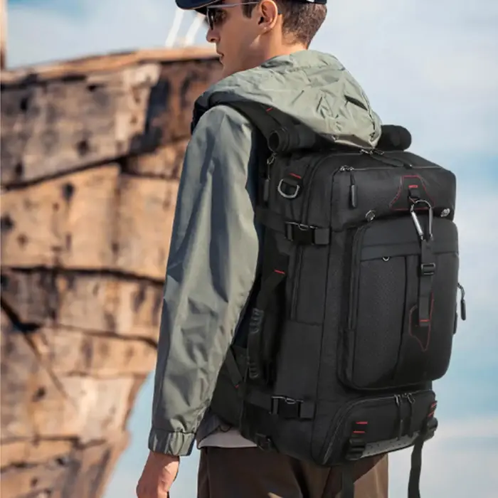 Sac à dos de voyage 60/80L grande capacité, sac de camping bandoulière pour homme, sac à dos tactique imperméable pour activités de plein air, plage, randonnée, école