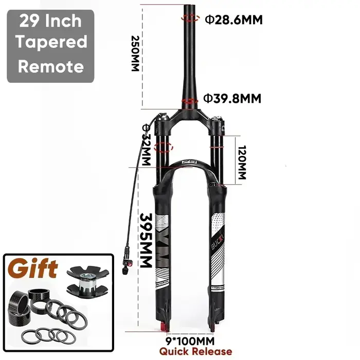 BUCKLOS VTT fourche pneumatique 9*100mm vélo Suspension