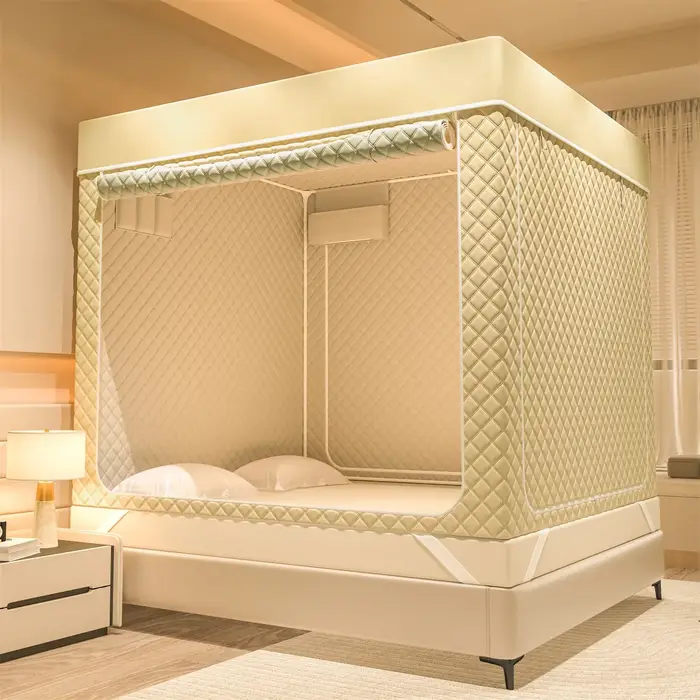 Tente de lit matelassée en coton pour l'hiver, pour adultes et enfants, coupe-vent, anti-froid, tent