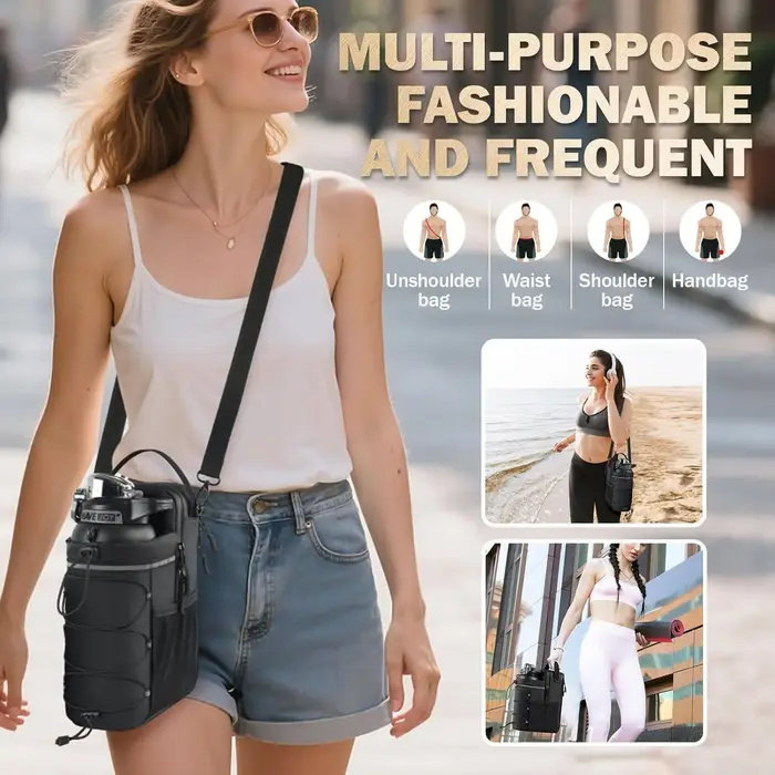 Nouveau sac de sport magnétique pour hommes et femmes – Porte-bouteille à bandoulière avec fixation magnétique |   Porte-bouteille d'eau, pochette de sport, sac bandoulière
