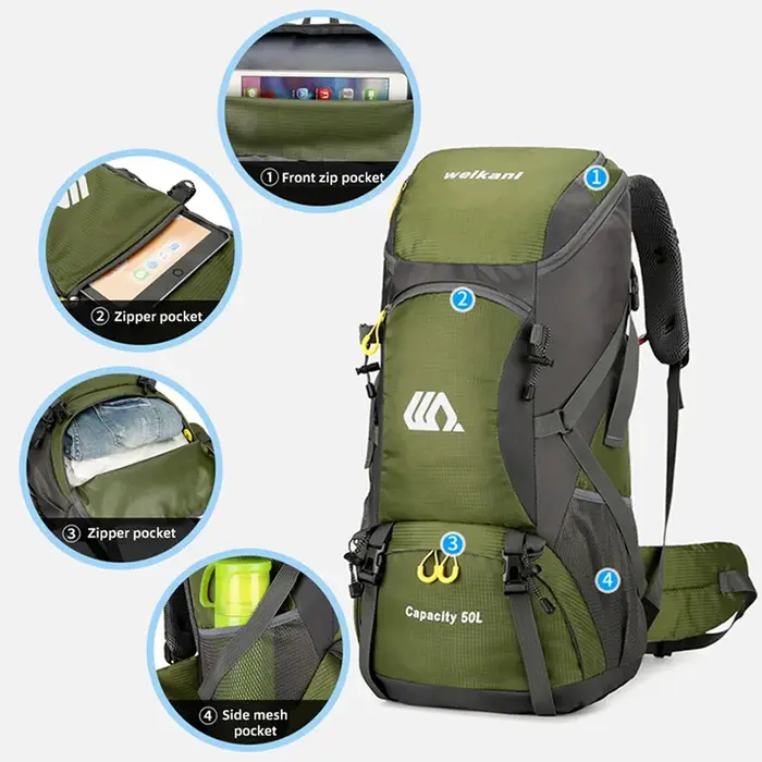 50L voyage sac à dos Camping hommes grand sac de randonnée touristique sac à dos étanche Sports de plein air escalade alpinisme sac bagages