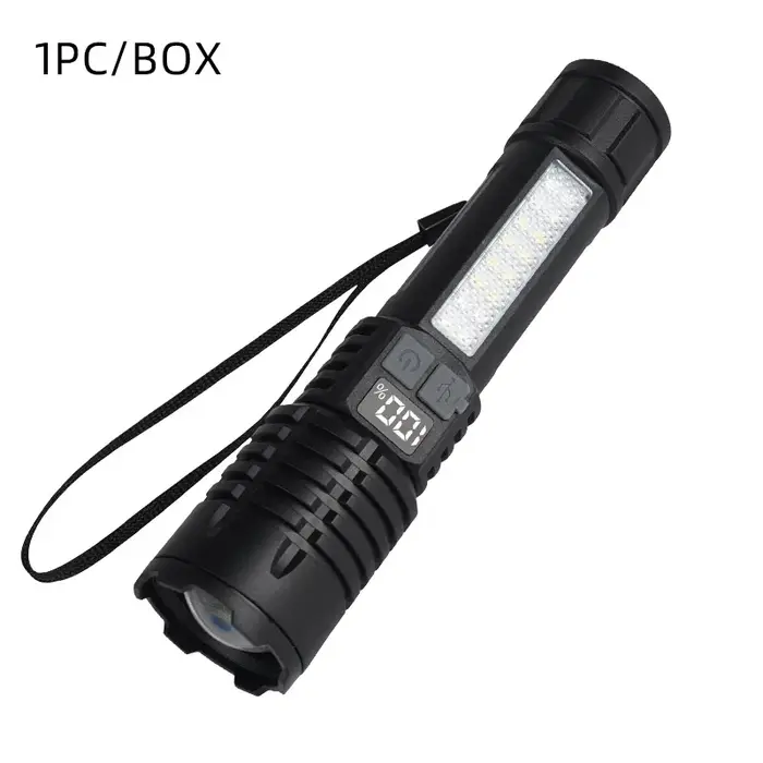Lampes de poche LED haute puissance rechargeables portables avec écran d'affichage Zoom lampe torche