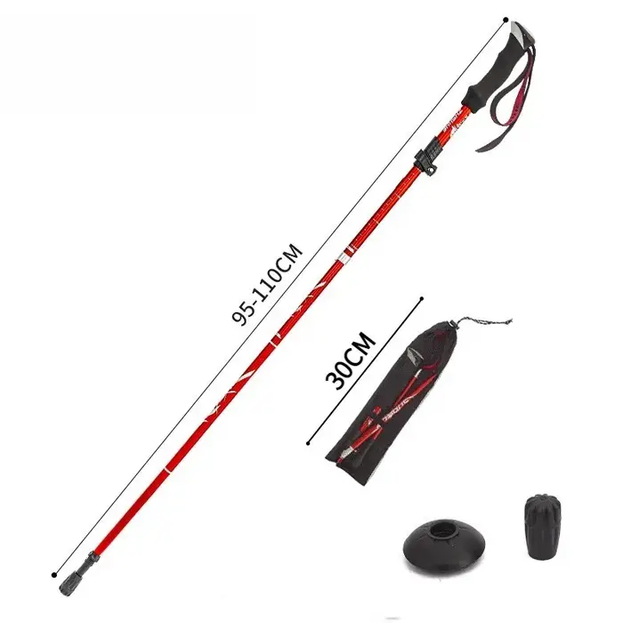 Bâton de randonnée pliable portable d'extérieur, bâton de marche antidérapant, canne télescopique, é
