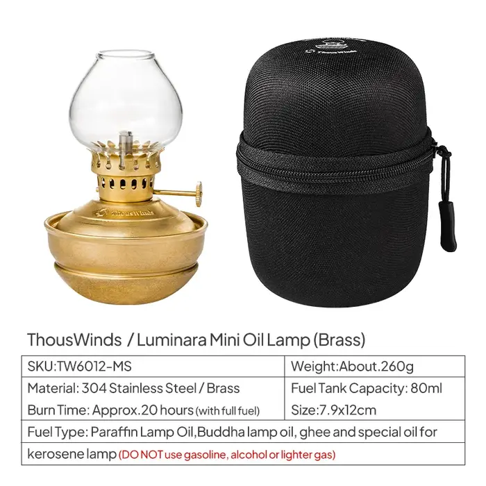 ThousWinds Luminara Mini lampe à huile coupe-vent lanterne de Camping 20h longue durée d'éclairage Portable rétro lumière Camping en plein air randonnée