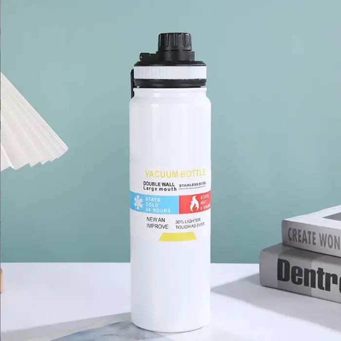 Flacon d'hydratation pour camping et randonnée avec couvercle – Bouteille d'eau en acier inoxydable