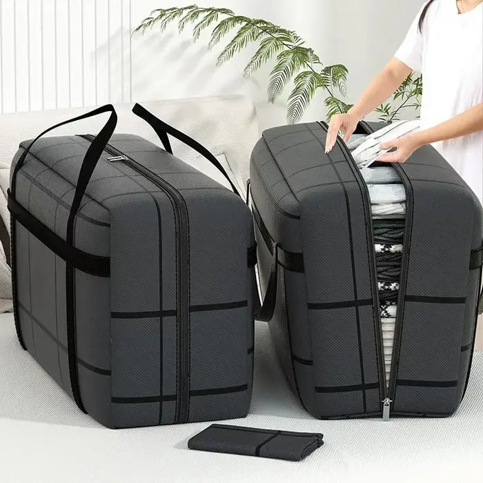 Sac polochon pliable Portable de grande capacité, rangement de vêtements à main avec Double fermetur