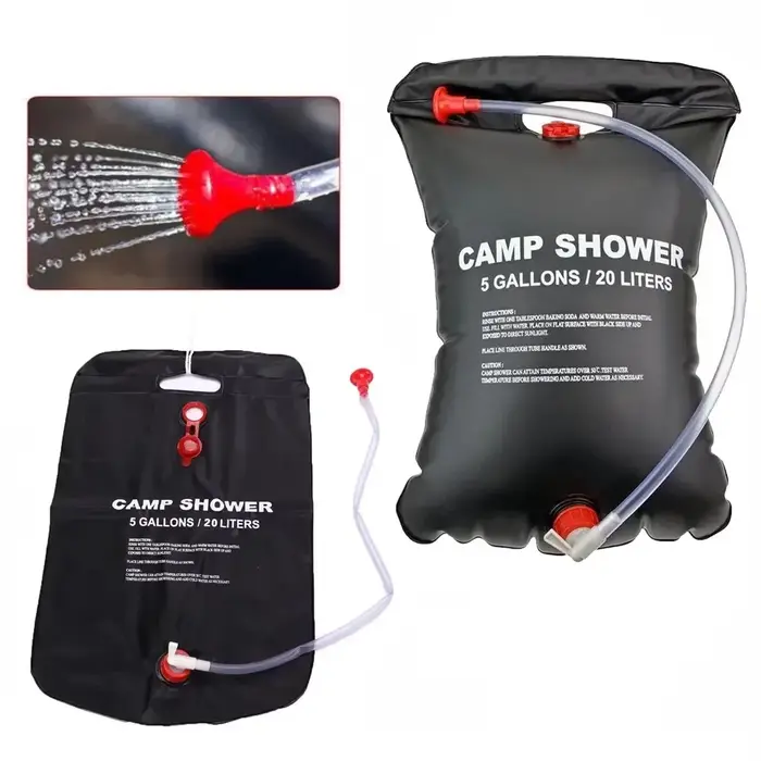 Sac de douche solaire portable 20L pour camping, randonnée, escalade – Nouvelle base pour bouteille d'eau de voyage et fournitures de camping