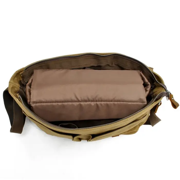 Sac pour homme - Sac pour appareil photo - Sac à bandoulière décontracté - Toile batik avec cuir Crazy Horse - Sac